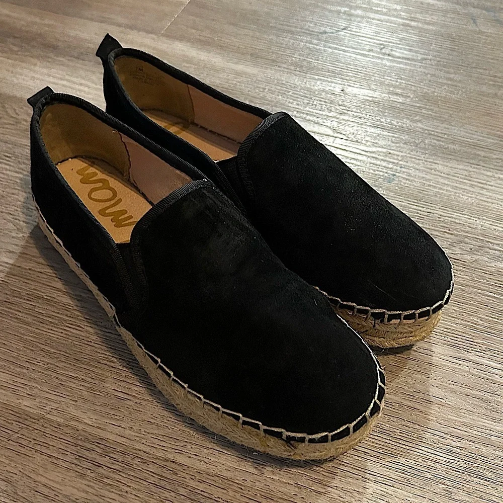 Sam Edelman Black Suede Platform Espadrilles